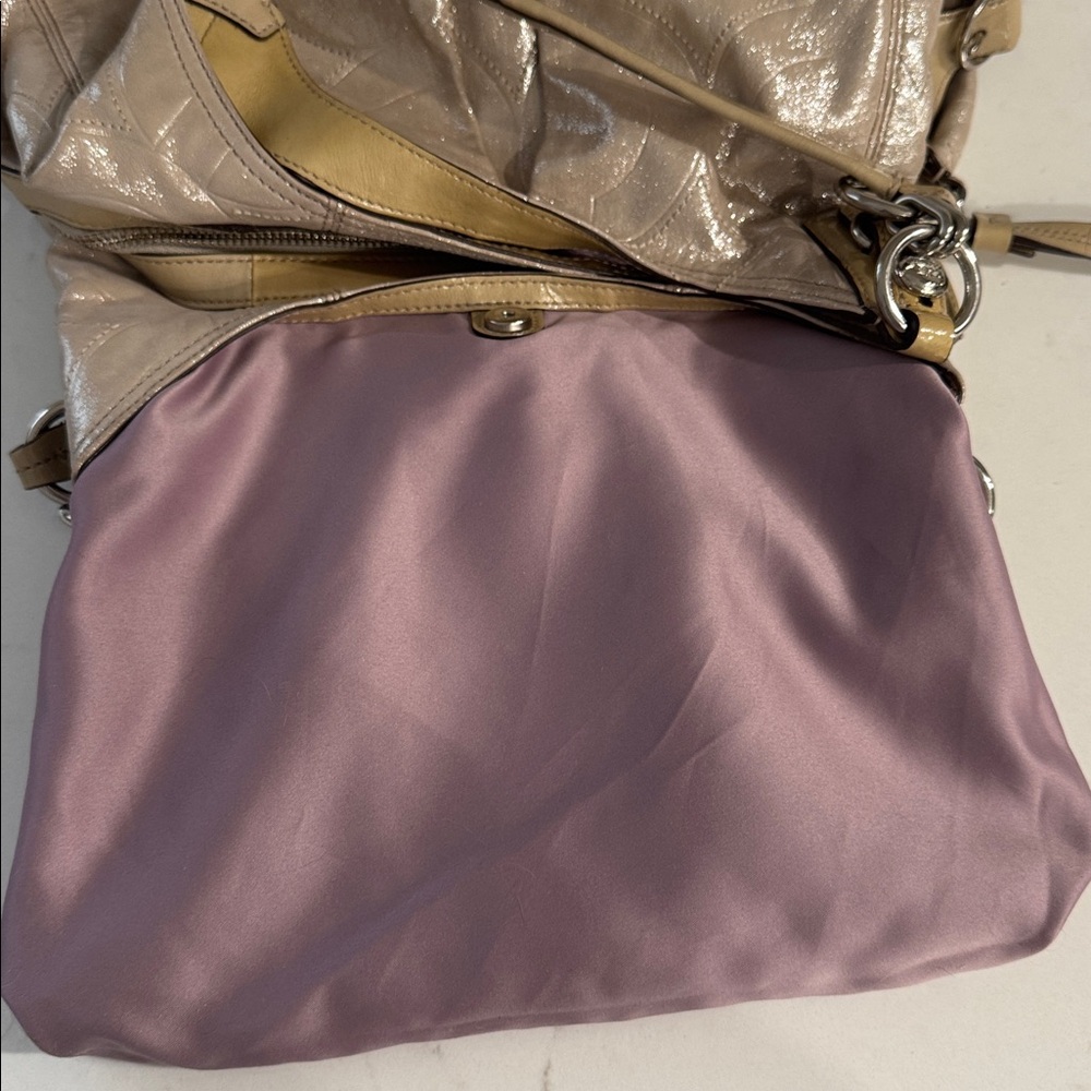 Coach Maggie Metallic Beige Quilted Shoulder Bag, EUC - Picture 9 of 15